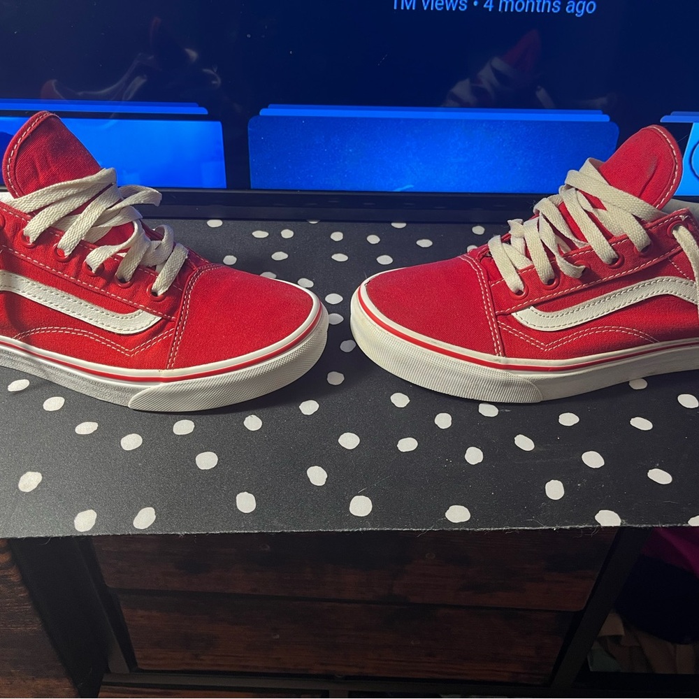 Red Sneakers with White Accents